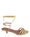 Paris Texas Linda Metallic Python Print Lace-up Sandals In Gold