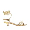 Paris Texas Linda Lace-up Python-effect Leather Sandals In Gold