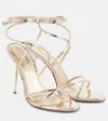 Paris Texas 105mm Liz Mirror Leather Lace Up Sandals In Gold