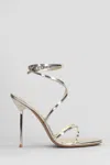 Paris Texas Liz Lace Up Sandals In Platinum Leather In Platinum