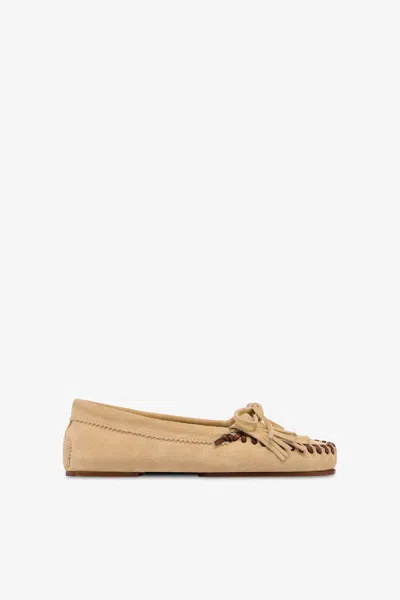 PARIS TEXAS LOAFERS IN ECRU SUEDE LEATHER