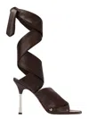 Paris Texas Wrap-around Sandals In Ebony Leather In Brown