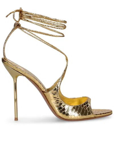 Paris Texas Loulou Lace-up Stiletto Sandal In Golden