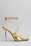 PARIS TEXAS LOULOU SANDALS IN GOLD LEATHER