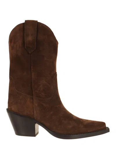 Paris Texas Luxurious Cowboy Ankle Boots For Women In Brown