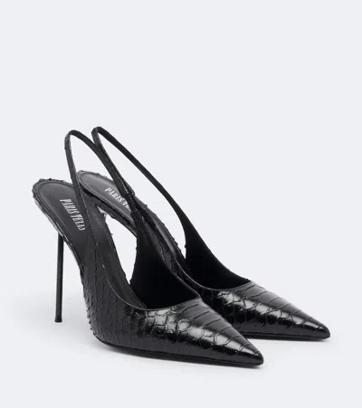 Paris Texas Lydia Croc-effect Leather Slingback Pumps In Black