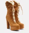 Paris Texas Malena 145 Suede Platform Lace-up Boots In Brown