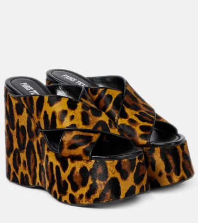 PARIS TEXAS MARA 135 LEOPARD-PRINT PLATFORM SANDALS