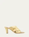 Paris Texas Maria Crossover Metallic Leather Mule Sandals In Gold