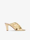 Paris Texas Maria Crossover Metallic Leather Mule Sandals In Grey