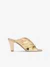 Paris Texas Maria Crossover Metallic Leather Mule Sandals In Grey