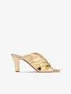 Paris Texas Maria Crossover Metallic Leather Mule Sandals In Gold
