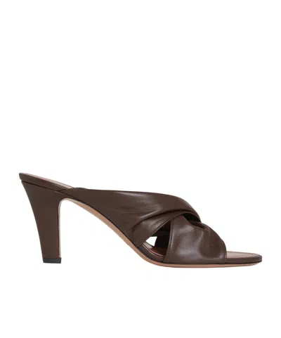 Paris Texas Maria Ruched Mules In Brown