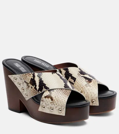 Paris Texas Marisol Snake-effect Leather Platform Sandals In Brown