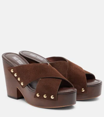 Paris Texas Marisol Suede Platform Mules In Brown