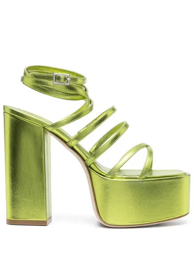 Paris Texas Acid Leather Platform Evita Sandals In Black
