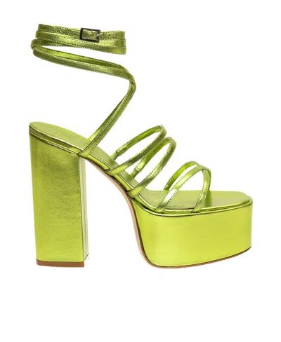Paris Texas Melena 135mm Metallic Platform Sandals In Green