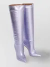 Paris Texas Metallic Leather Knee-high Boots With Stiletto Heel In Purple
