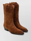 Paris Texas Mid Calf Suede Boots Pull Tabs Western