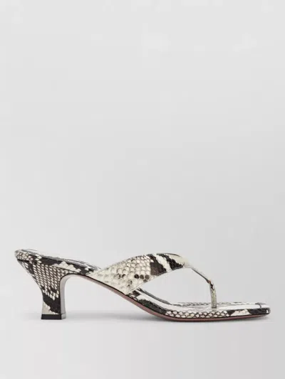 Paris Texas Mid Heel Open Toe Snake Print Sandals