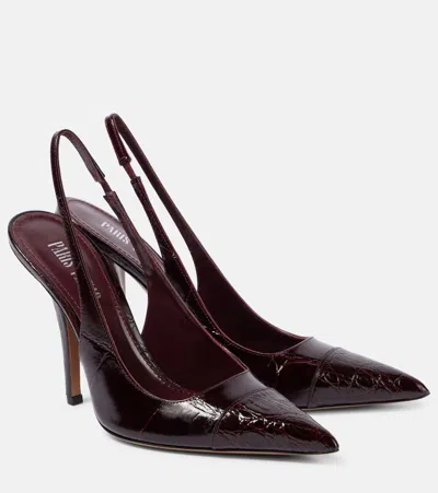 Paris Texas Miranda 105 Croc-effect Leather Slingback Pumps In Burgundy