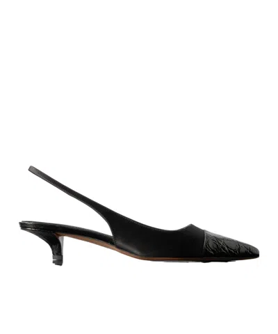 Paris Texas Miranda Croc-effect Leather-trimmed Satin Slingback Pumps In Multi