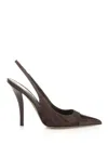 Paris Texas Miranda Slingback 105 Suede And Printed Lizard Pumps Brown
