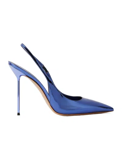 Paris Texas Lidia 105 Mirrored-leather Slingback Pumps In Blue