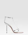 Paris Texas Lidia T Leather T-strap High Heel Sandals In Silver