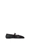 Paris Texas Sveva Woven Leather-trimmed Ballet Flats In Black
