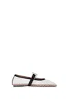 Paris Texas Ballet Flats In White Mesh And Black Croco-embossed Leather In Pink
