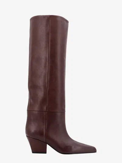 Paris Texas Knee-high, Long Pointed Boot In Supple Mocha Leather In Brown