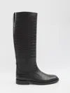 Paris Texas Montana Knee-high Boots In Croc-embossed Leather In Black