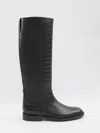 Paris Texas Montana Knee-high Boots In Croc-embossed Leather In Black