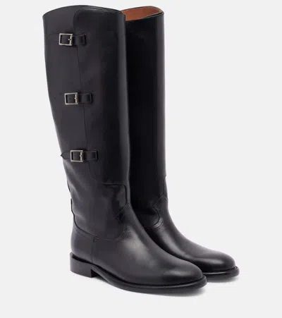 Paris Texas Montana Leather Knee-high Boots In Black