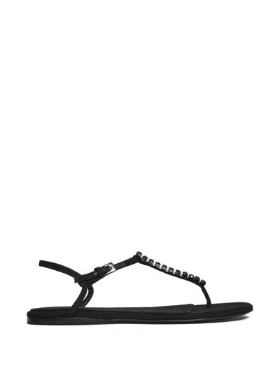 Paris Texas Montecarlo Flat Sandal With Crystal Embellishments In Black