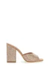 Paris Texas Mule Holly Anja Suede And Crystal Block Heel Mules In Powder