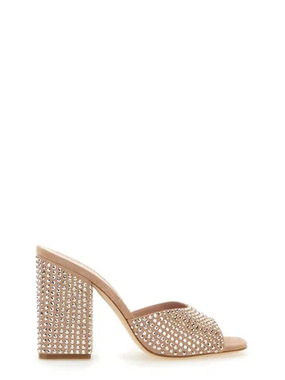 PARIS TEXAS PARIS TEXAS MULE HOLLY ANJA SUEDE AND CRYSTAL BLOCK HEEL MULES
