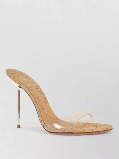 Paris Texas Mule Pumps Transparent Strap Cork Sole In Neutral