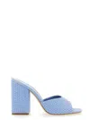 Paris Texas Anja Block Heel Embellished Mules In Azure