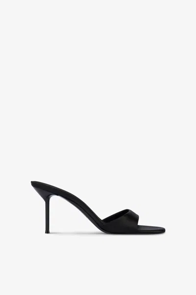 Paris Texas Mules In Black Satin.