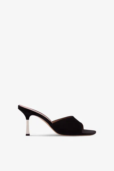 PARIS TEXAS MULES IN BLACK SUEDE LEATHER