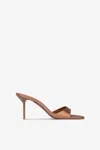 Paris Texas Mules In Caramel Satin. In Brown