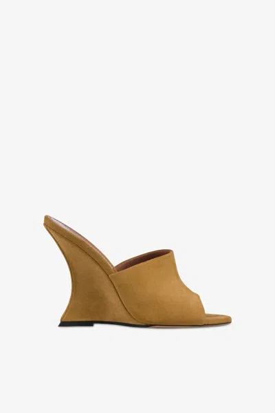 Paris Texas Mules In Caramel Suede Leather In Brown