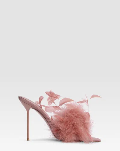 Paris Texas Mules In Dark Phard Crepe Satin In Pink