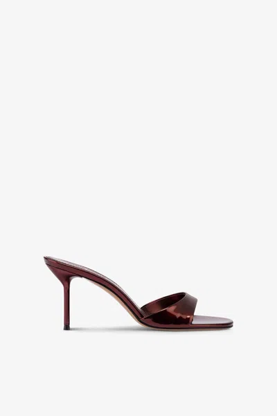 Paris Texas Mules In Maroon Mirror-effect Leather In Brown