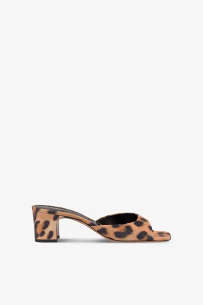 Paris Texas Mules In Natural Leopard-print Suede Leather In Neutral