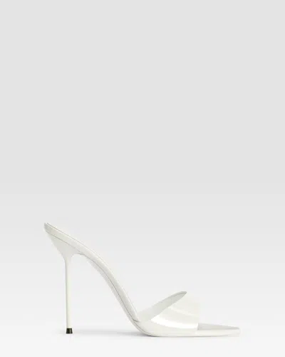 Paris Texas Mules In Optic White Patent Leather In Animal Print