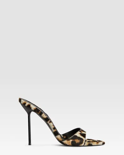 Paris Texas Mules In White Leopard Print Cowhide In Animal Print