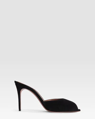 Paris Texas Mules Open-toe In Black Calf Suede Leather